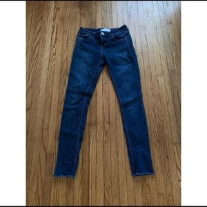 RSQ Dark Wash Melrose Cuff Ankle Skinny Jeans Raw Hem Distressed Preppy Size 3